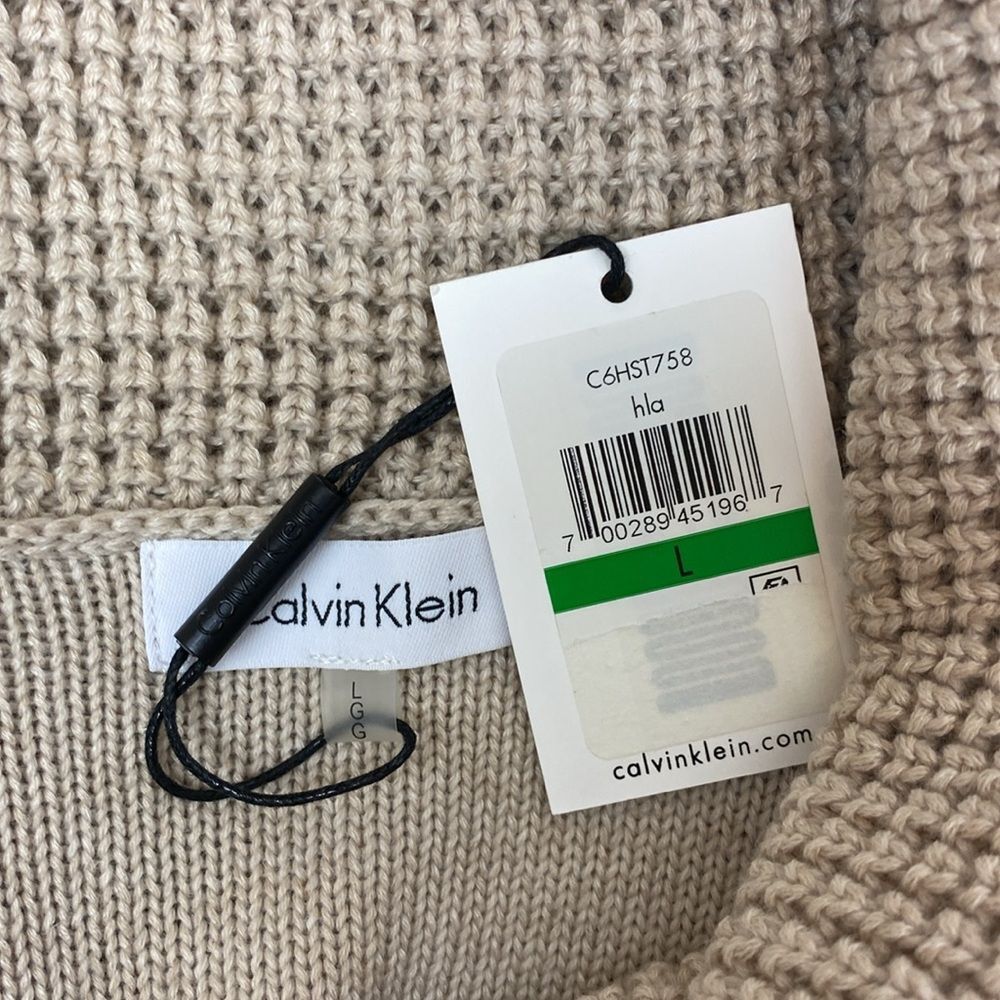 Calvin Klein Tan Knit Long Sleeve Cowl Neck Sweater NEW L - Picture 4 of 5